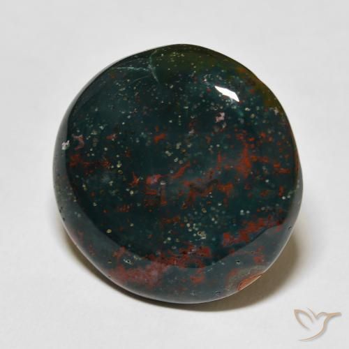 29.09 ct Green Bloodstone Stone, Natural Bloodstone in Round Cabochon Shape for Sale
