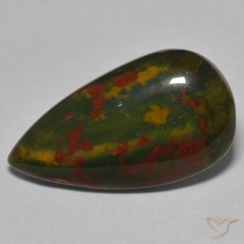 15.94ct Natural Green and Red Bloodstone, Pear Shape, Opaque