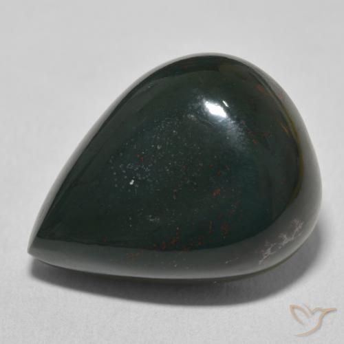 24.30ct Natural Green and Red Bloodstone, Pear Shape, Opaque