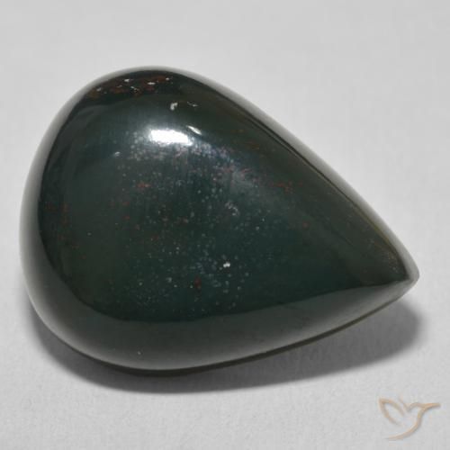 24.30 ct Green Bloodstone Stone, Natural Bloodstone in Pear Cabochon Shape for Sale