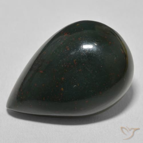 25.62ct Natural Green and Red Bloodstone, Pear Shape, Opaque