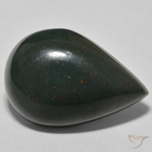 25.62 ct Green Bloodstone Stone, Natural Bloodstone in Pear Cabochon Shape for Sale