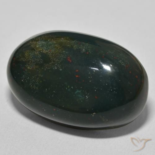 37.80 ct Green Bloodstone Stone, Natural Bloodstone in Oval Cabochon Shape for Sale