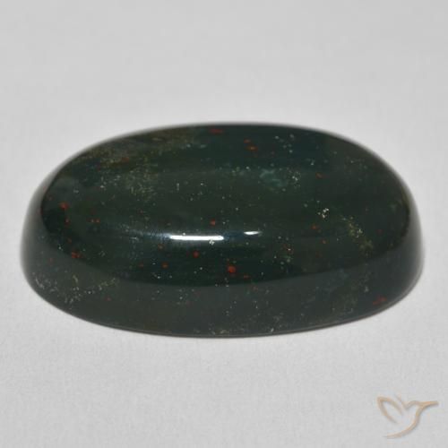 Bloodstone Gemstone in 28.8 x 18.5 mm Size for Sale, Bloodstone Stone in Dark Green Color