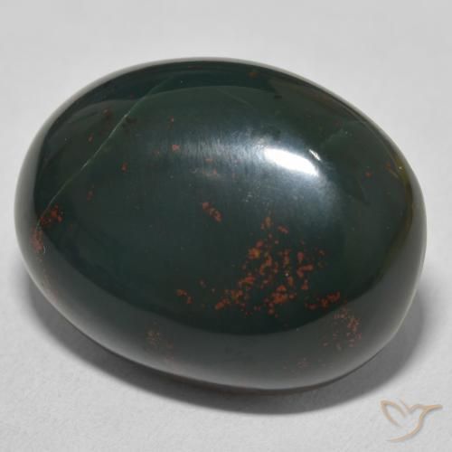 24.03 ct Green Bloodstone Stone, Natural Bloodstone in Oval Cabochon Shape for Sale