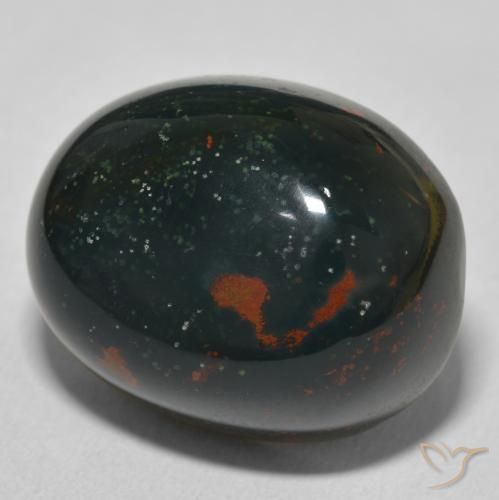32.22 ct Green Bloodstone Stone, Natural Bloodstone in Oval Cabochon Shape for Sale