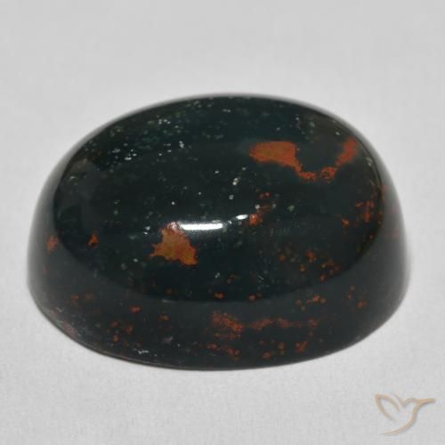Bloodstone Gemstone in 22.3 x 17.8 mm Size for Sale, Bloodstone Stone in Dark Green Color