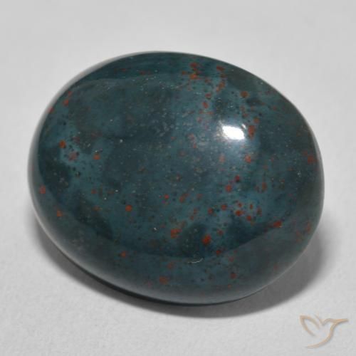 16.08 ct Green Bloodstone Stone, Natural Bloodstone in Oval Cabochon Shape for Sale