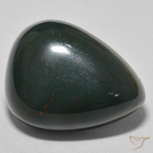 29.36 ct Green Bloodstone Stone, Natural Bloodstone in Pear Cabochon Shape for Sale