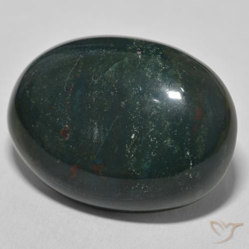 44.03 ct Green Bloodstone Stone, Natural Bloodstone in Oval Cabochon Shape for Sale