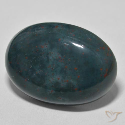 32.86 ct Green Bloodstone Stone, Natural Bloodstone in Oval Cabochon Shape for Sale