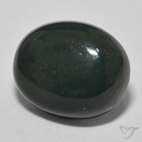 15.68 ct Green Bloodstone Stone, Natural Bloodstone in Oval Cabochon Shape for Sale
