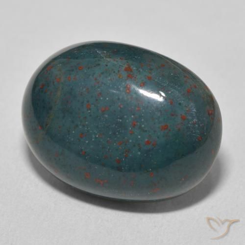14.14 ct Green Bloodstone Stone, Natural Bloodstone in Oval Cabochon Shape for Sale