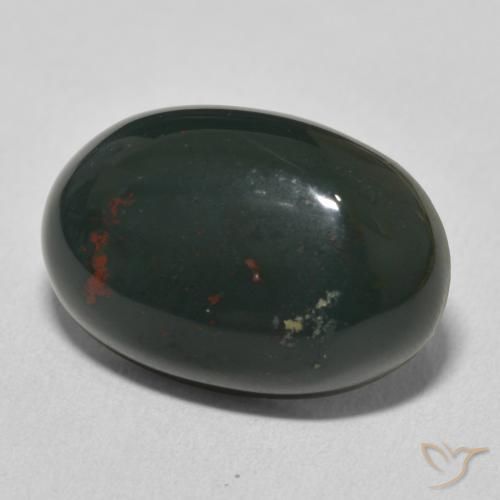 11.01 ct Green Bloodstone Stone, Natural Bloodstone in Oval Cabochon Shape for Sale