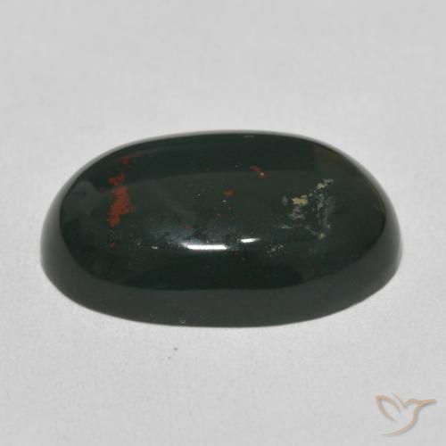 Bloodstone Gemstone in 19.1 x 12.9 mm Size for Sale, Bloodstone Stone in Medium Dark Green Color