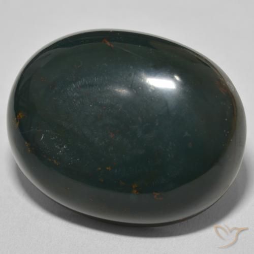 53.44 ct Green Bloodstone Stone, Natural Bloodstone in Oval Cabochon Shape for Sale