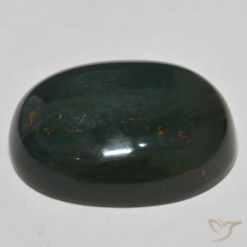 Bloodstone Gemstone in 29.6 x 23.6 mm Size for Sale, Bloodstone Stone in Medium Dark Green Color