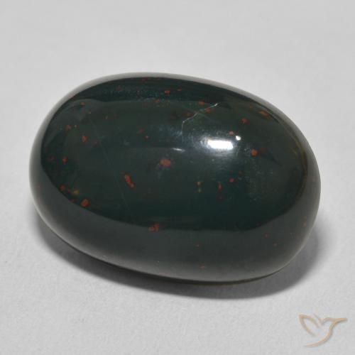 17.05 ct Green Bloodstone Stone, Natural Bloodstone in Oval Cabochon Shape for Sale