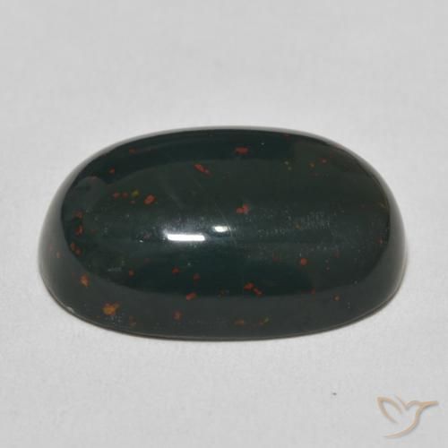 Bloodstone Gemstone in 20.7 x 14.2 mm Size for Sale, Bloodstone Stone in Medium Dark Green Color