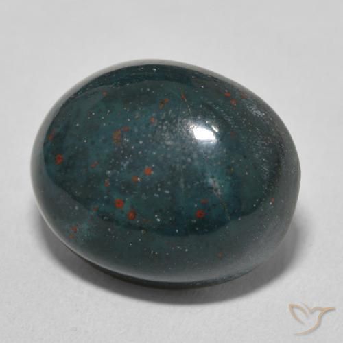 15.13 ct Green Bloodstone Stone, Natural Bloodstone in Oval Cabochon Shape for Sale