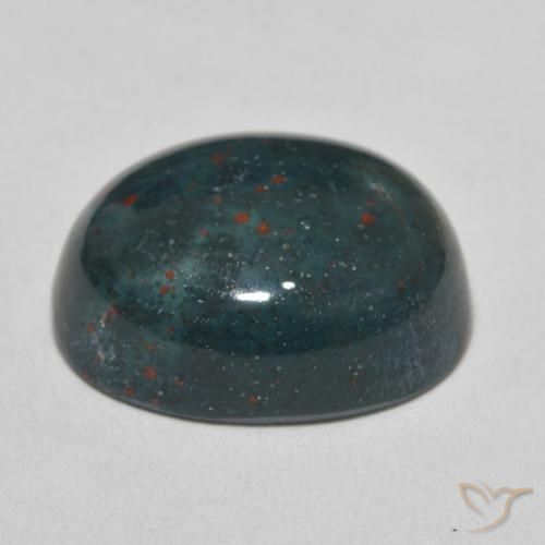 Bloodstone Gemstone in 17.8 x 14.6 mm Size for Sale, Bloodstone Stone in Bluish Green Color