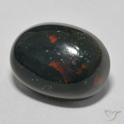 12.48 ct Green Bloodstone Stone, Natural Bloodstone in Oval Cabochon Shape for Sale