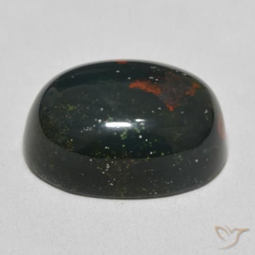 Bloodstone Gemstone in 18.7 x 12.5 mm Size for Sale, Bloodstone Stone in Multicolor Green Color