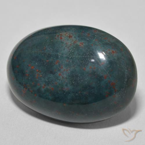 30.84 ct Green Bloodstone Stone, Natural Bloodstone in Oval Cabochon Shape for Sale