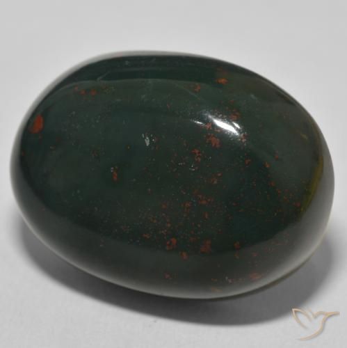 57.49 ct Green Bloodstone Stone, Natural Bloodstone in Oval Cabochon Shape for Sale