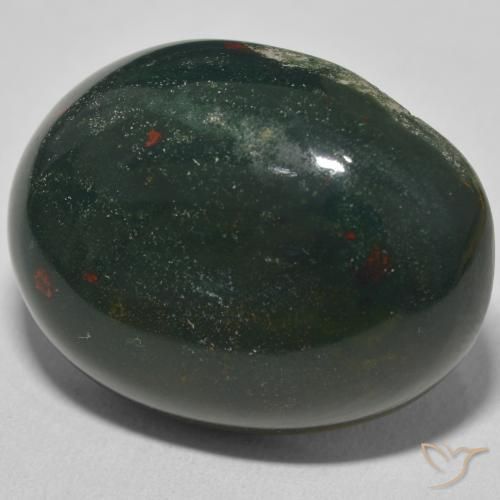 33.61 ct Green Bloodstone Stone, Natural Bloodstone in Oval Cabochon Shape for Sale