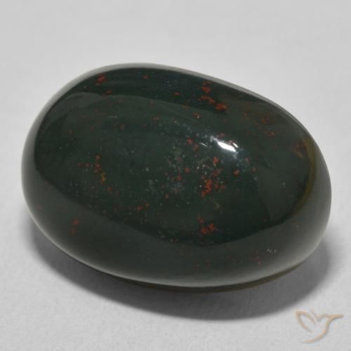 21.39 ct Green Bloodstone Stone, Natural Bloodstone in Oval Cabochon Shape for Sale