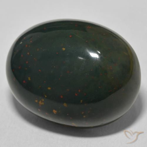 28.01 ct Green Bloodstone Stone, Natural Bloodstone in Oval Cabochon Shape for Sale