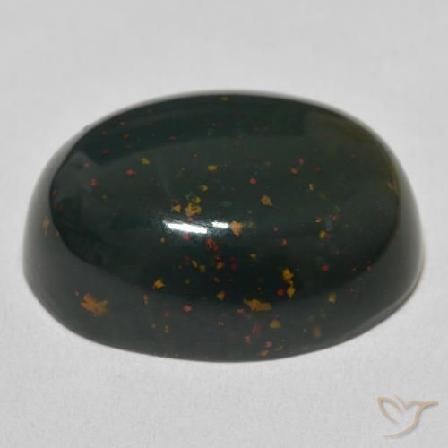 Bloodstone Gemstone in 22.4 x 17.5 mm Size for Sale, Bloodstone Stone in Deep Green Color