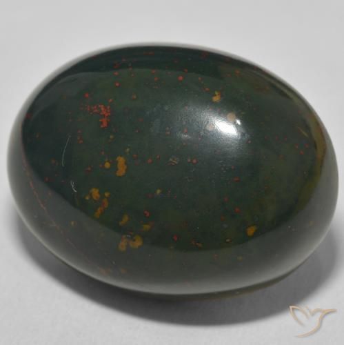 48.69 ct Green Bloodstone Stone, Natural Bloodstone in Oval Cabochon Shape for Sale
