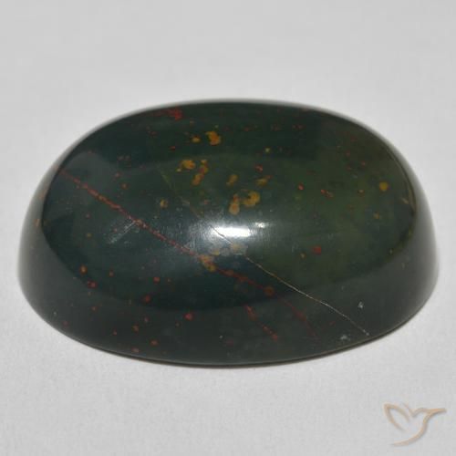 Bloodstone Gemstone in 27.9 x 21.1 mm Size for Sale, Bloodstone Stone in Deep Green Color