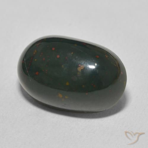 9.92 ct Green Bloodstone Stone, Natural Bloodstone in Oval Cabochon Shape for Sale