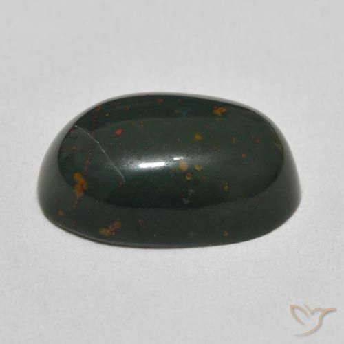 Bloodstone Gemstone in 17.2 x 11 mm Size for Sale, Bloodstone Stone in Deep Green Color