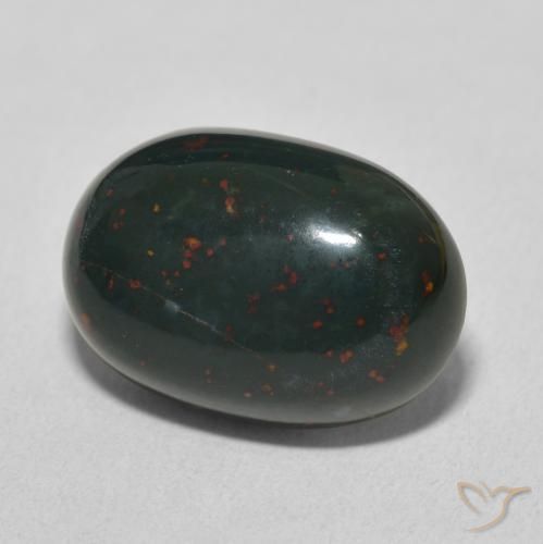 9.32 ct Green Bloodstone Stone, Natural Bloodstone in Oval Cabochon Shape for Sale