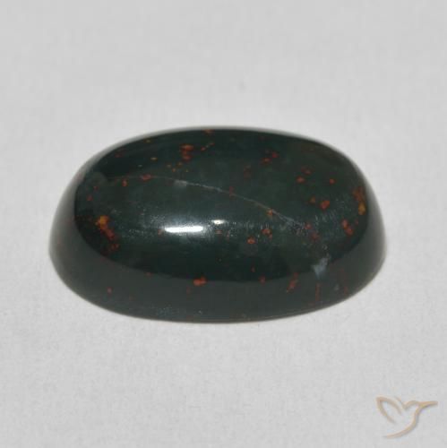 Bloodstone Gemstone in 16.9 x 11.7 mm Size for Sale, Bloodstone Stone in Forest Green Color