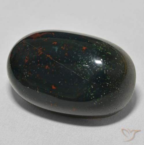 39.29 ct Green Bloodstone Stone, Natural Bloodstone in Oval Cabochon Shape for Sale