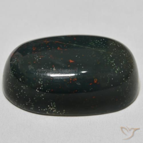 Bloodstone Gemstone in 26.5 x 17 mm Size for Sale, Bloodstone Stone in Forest Green Color