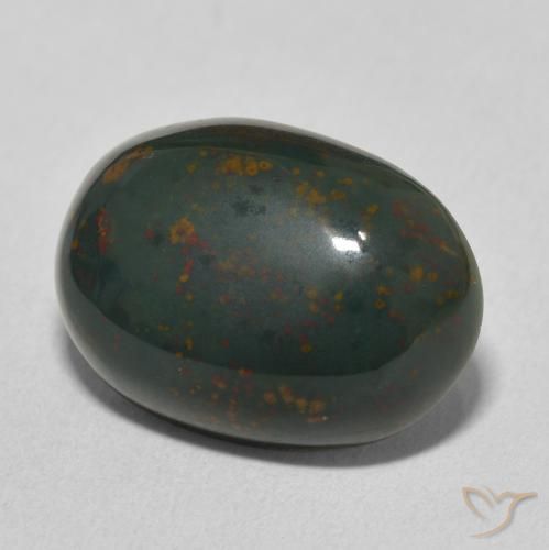 10.28 ct Green Bloodstone Stone, Natural Bloodstone in Oval Cabochon Shape for Sale