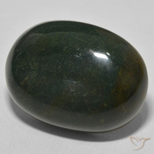 35.01 ct Green Bloodstone Stone, Natural Bloodstone in Oval Cabochon Shape for Sale