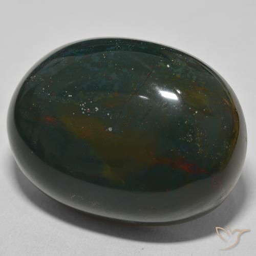 88.29 ct Green Bloodstone Stone, Natural Bloodstone in Oval Cabochon Shape for Sale