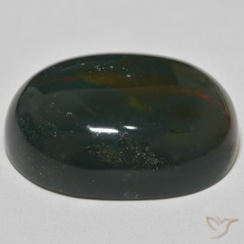 Bloodstone Gemstone in 34.2 x 25.6 mm Size for Sale, Bloodstone Stone in Forest Green Color