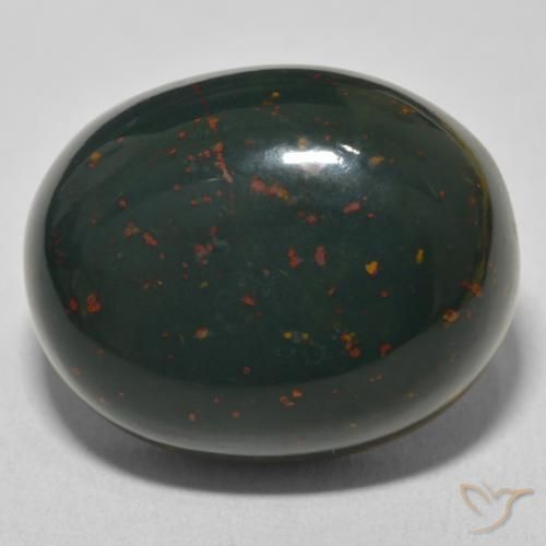 31.63 ct Green Bloodstone Gemstone, Bloodstone Gem in Oval Cabochon Shape for Sale.