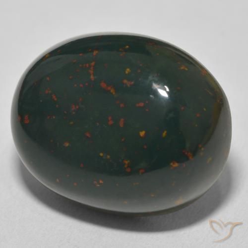 31.63 ct Green Bloodstone Stone, Natural Bloodstone in Oval Cabochon Shape for Sale