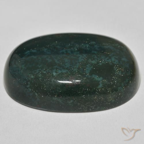 Bloodstone Gemstone in 34.8 x 25.4 mm Size for Sale, Bloodstone Stone in Dark Green Color