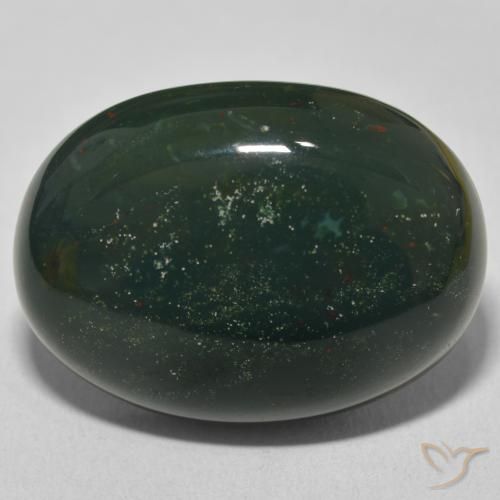 30.57ct Natural Multicolor Green Bloodstone, Oval, Opaque