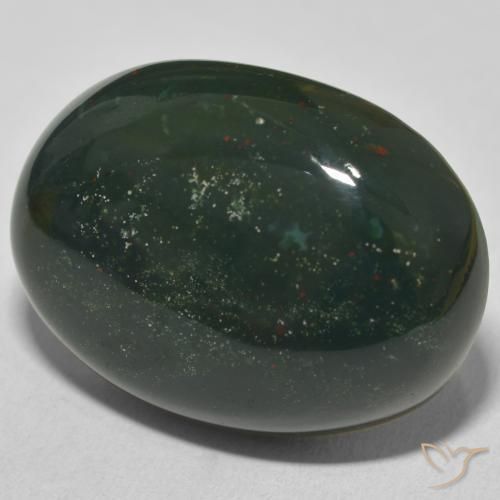 30.57 ct Green Bloodstone Stone, Natural Bloodstone in Oval Cabochon Shape for Sale
